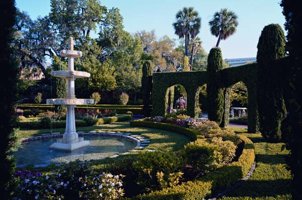 Garden with water fountain