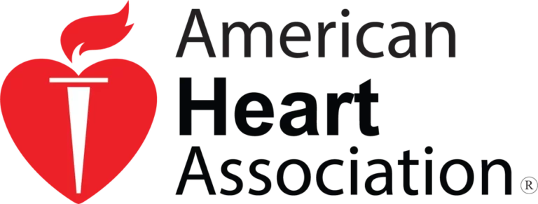A logo of a heart that says The American Heart Association