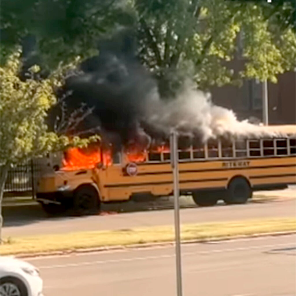 School Bus on fire