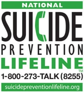Suicide prevention lifeline logo promoting mental health awareness and support services.