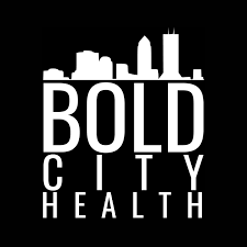 Logo that says Bold City Health with the Jacksonville Skyline in the background