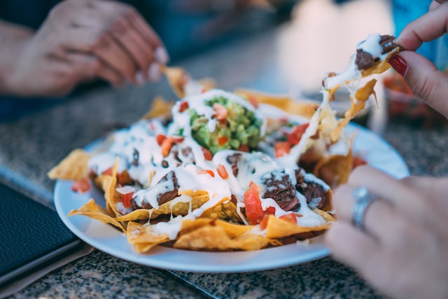 A plate full of nachos
