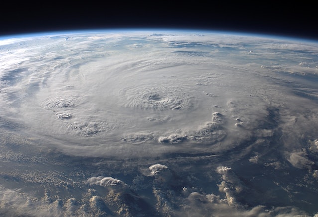 Aerial view of a hurricane